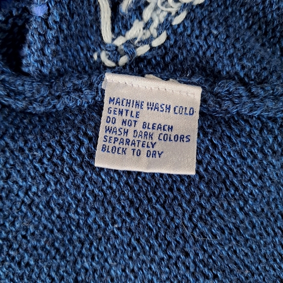 Vintage Womens Size Medium Cardigan Sweater Blue Floral Picone Sport 100% Cotton - Picture 7 of 7